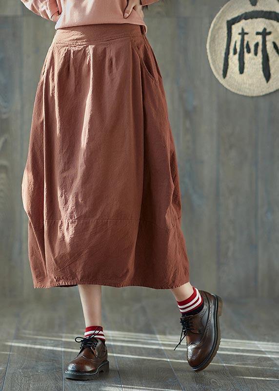 Orange Plus Size Lantern Linen Skirt