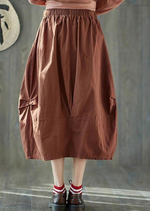 Orange Plus Size Lantern Linen Skirt