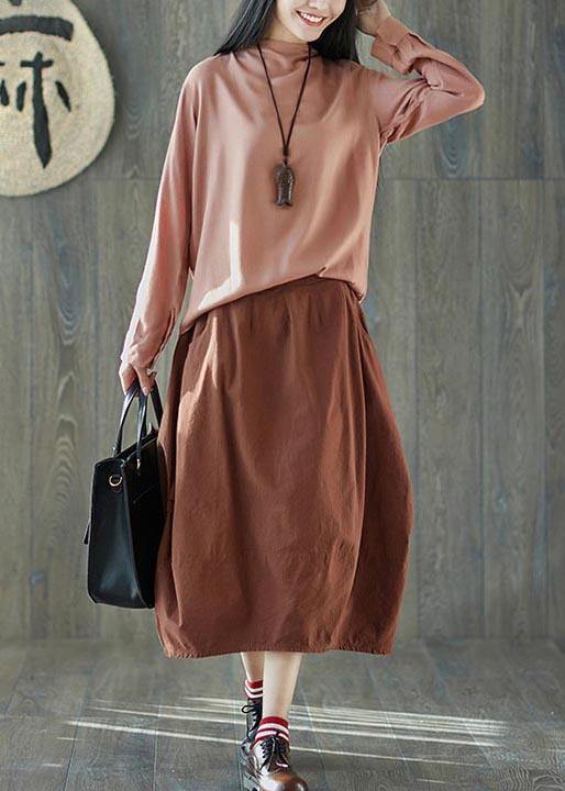 Orange Plus Size Lantern Linen Skirt