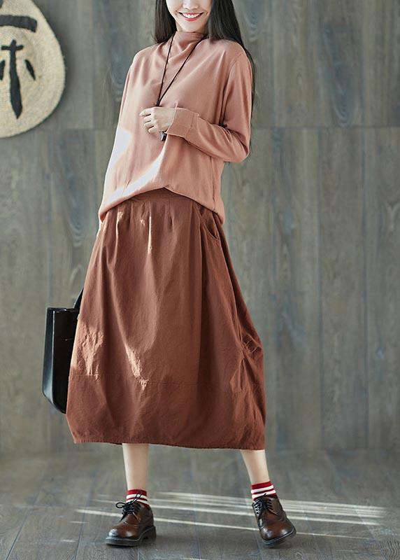 Orange Plus Size Lantern Linen Skirt