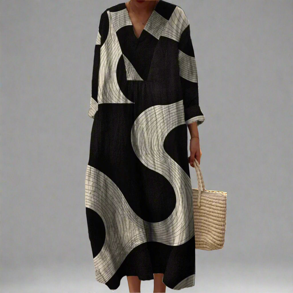 Claudine | Abstract Flowing Maxi Dress