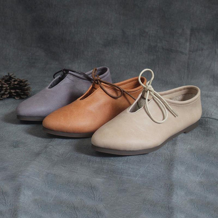 Purple Leather Boho Lace-Up Loafers