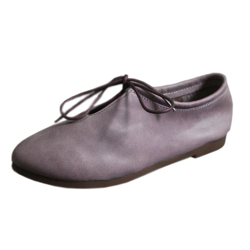 Purple Leather Boho Lace-Up Loafers