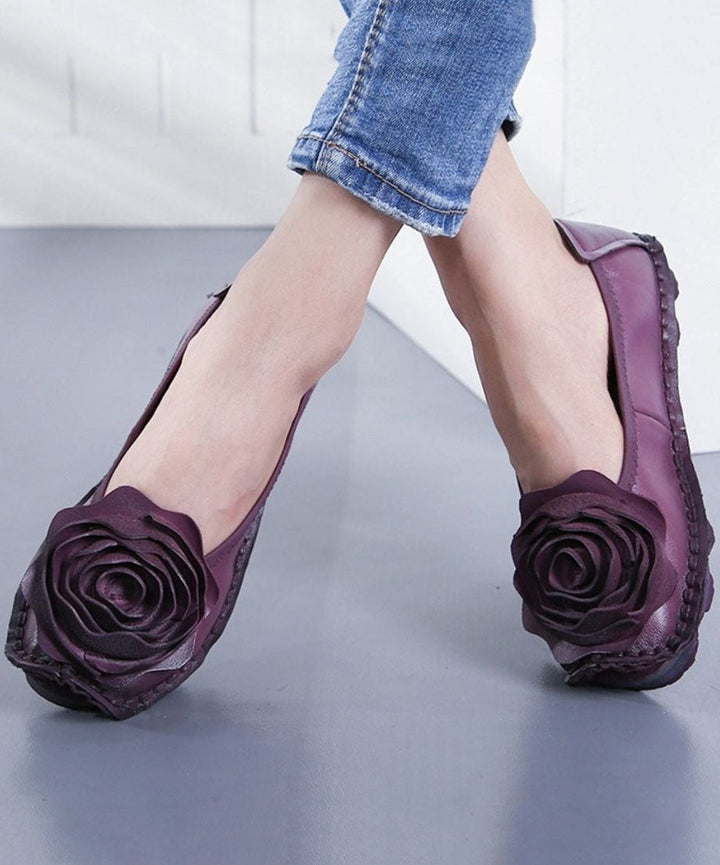 Purple Cowhide Leather Penny Loafers