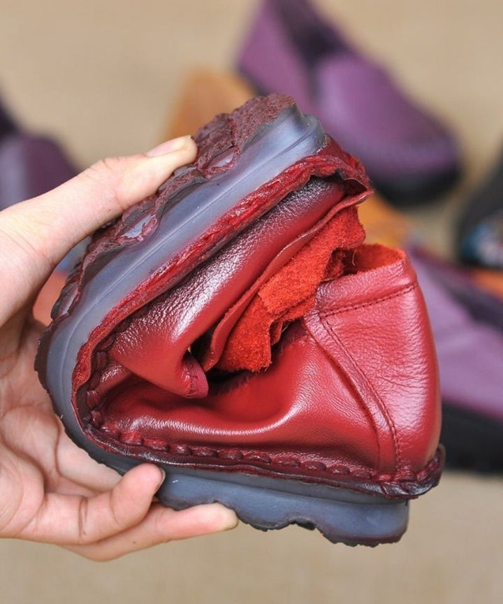 Purple Cowhide Leather Penny Loafers