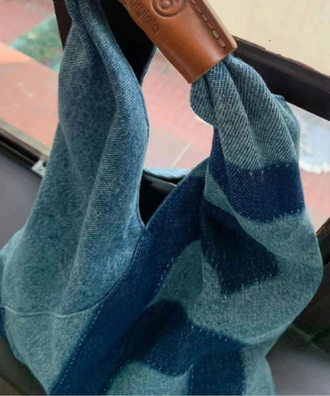 Retro Blue Denim Patchwork Tote