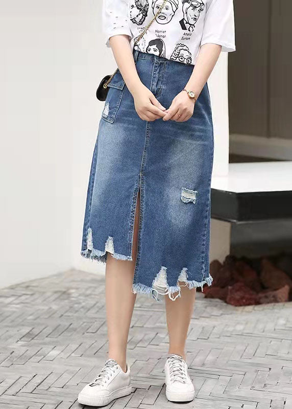 Retro Casual Elastic Waist Denim Skirt