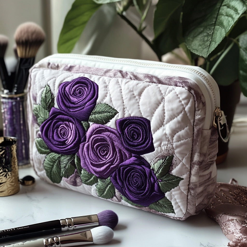 Elegant Petals | Quilted Makeup Bag