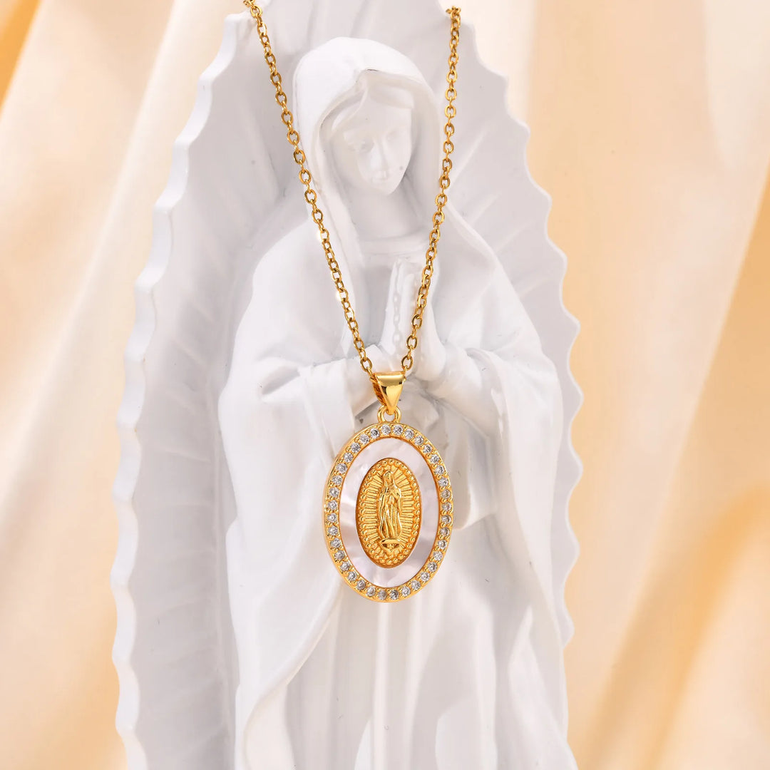 Sienna | Gold Oval Virgin Pendant Necklace