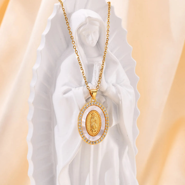 Sienna | Gold Oval Virgin Pendant Necklace