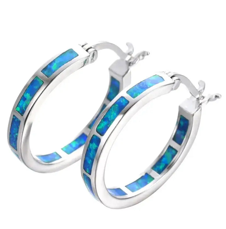 Aria | Chic Earrings in Circle with Blue Fire Opal