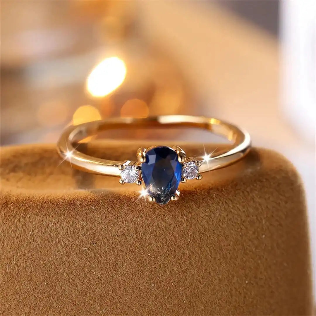 Aria | Minimalist Pear Cut Royal Sapphire Ring