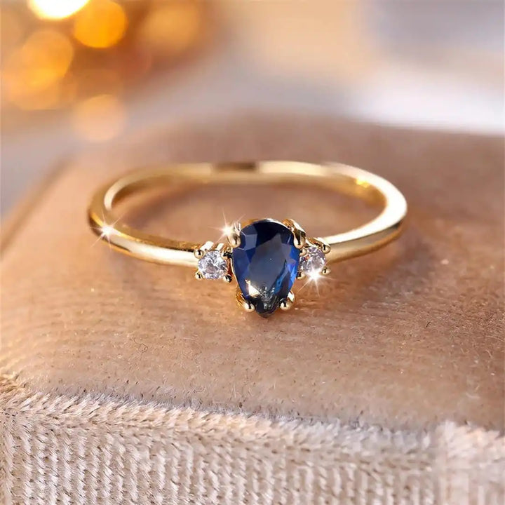 Aria | Minimalist Pear Cut Royal Sapphire Ring