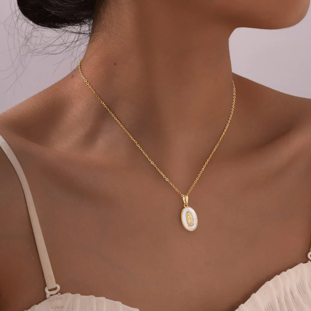 Sienna | Gold Oval Virgin Pendant Necklace