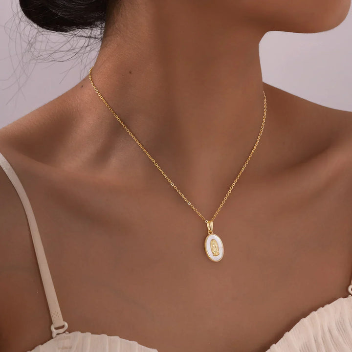 Sienna | Gold Oval Virgin Pendant Necklace