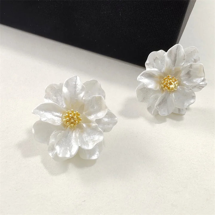 Sienna | Chic White Acrylic Earrings with Button