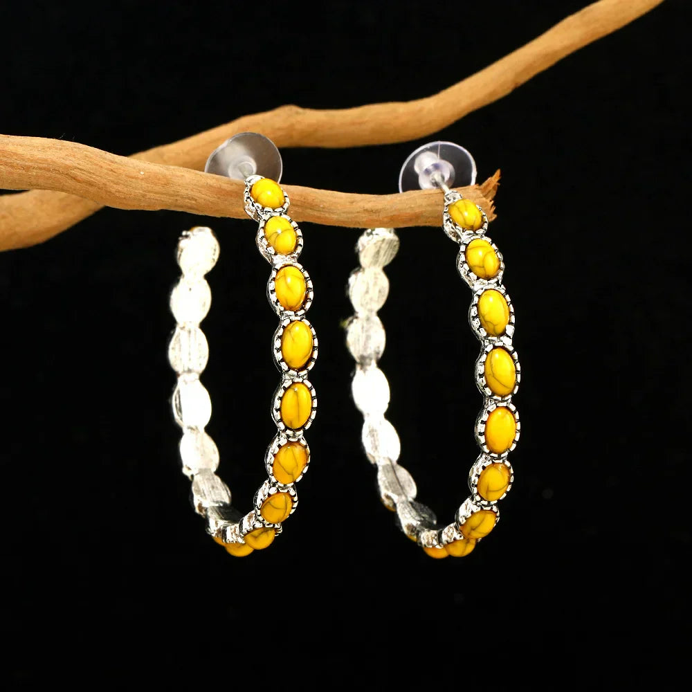 Sage | Vintage Oval Silver Hoop Earrings
