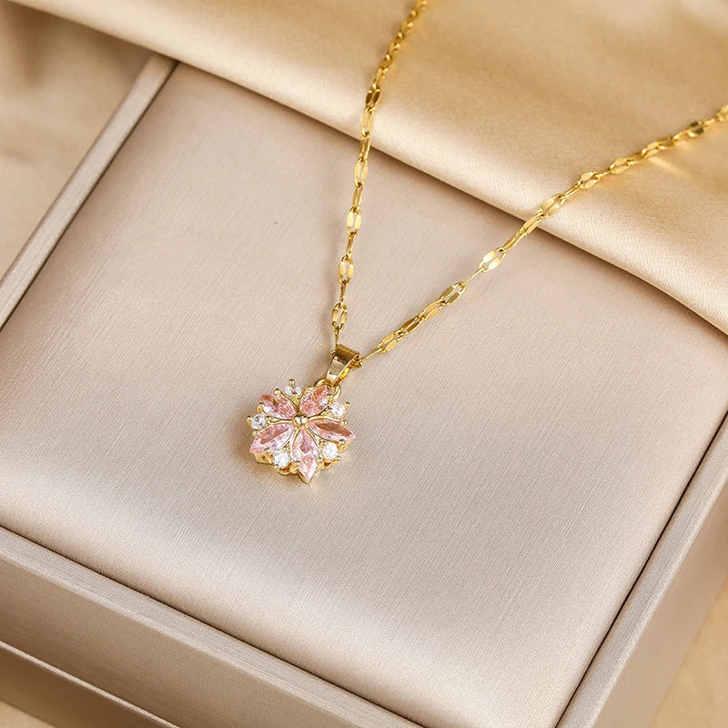 Celeste | Sakura Rose Romantic Stainless Steel Necklace
