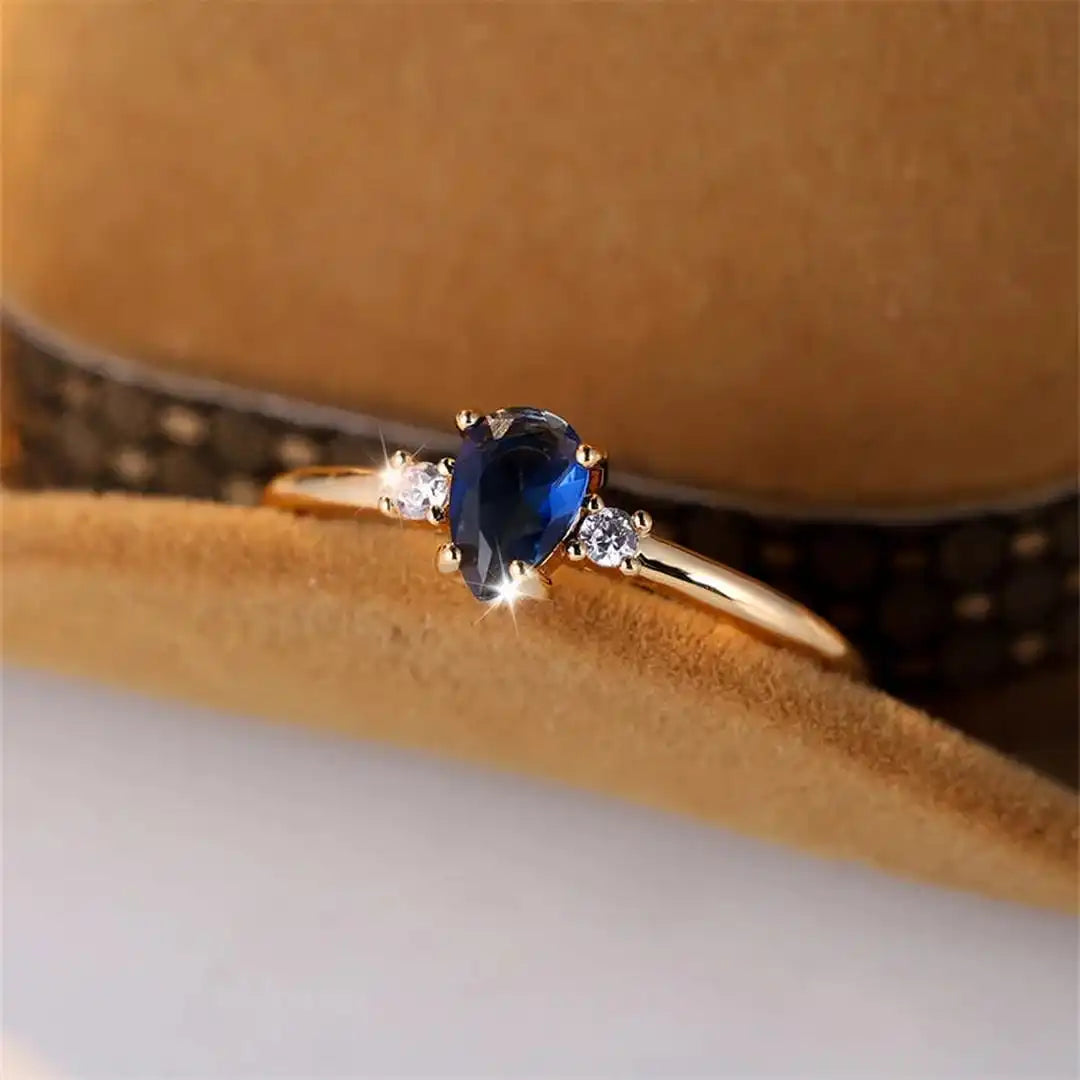 Aria | Minimalist Pear Cut Royal Sapphire Ring