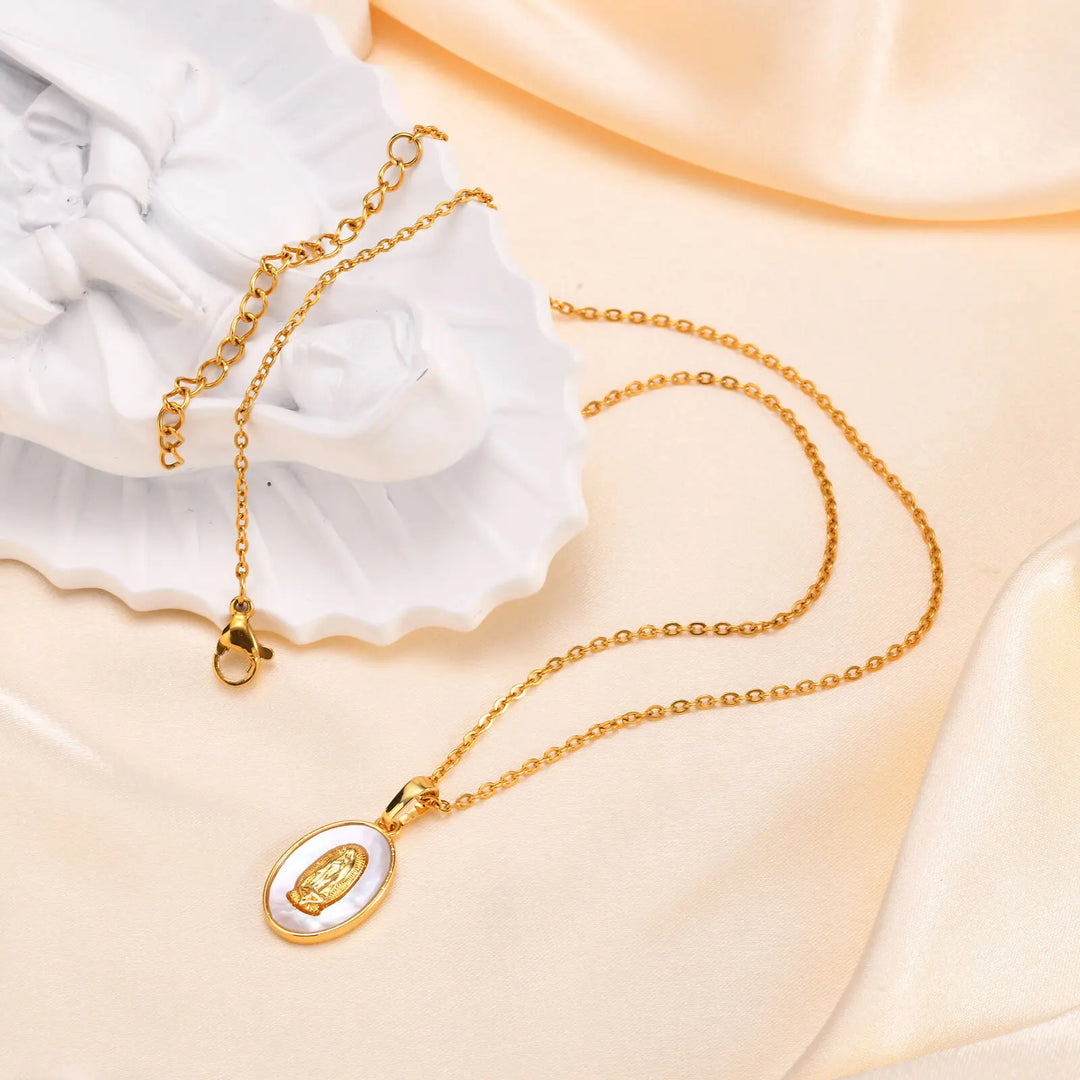 Sienna | Gold Oval Virgin Pendant Necklace