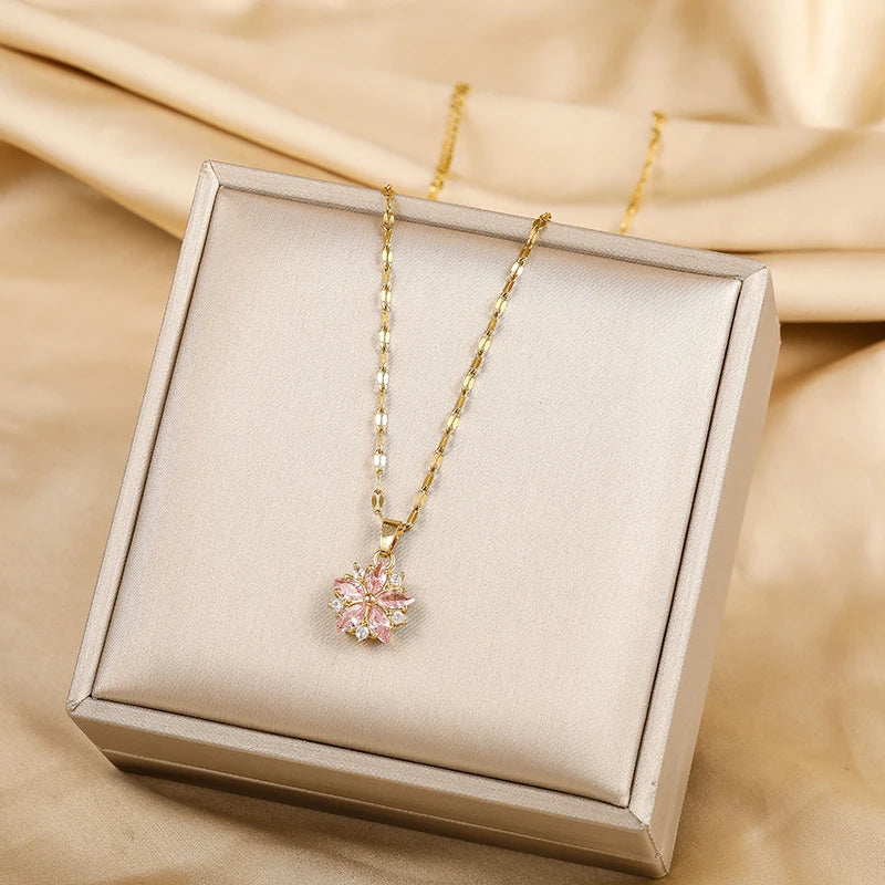 Celeste | Sakura Rose Romantic Stainless Steel Necklace