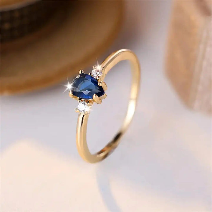 Aria | Minimalist Pear Cut Royal Sapphire Ring