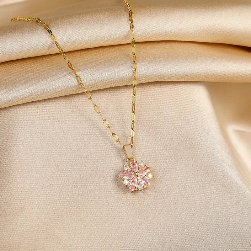 Celeste | Sakura Rose Romantic Stainless Steel Necklace