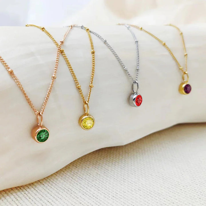 Beaded Chain Birthstone Pendant