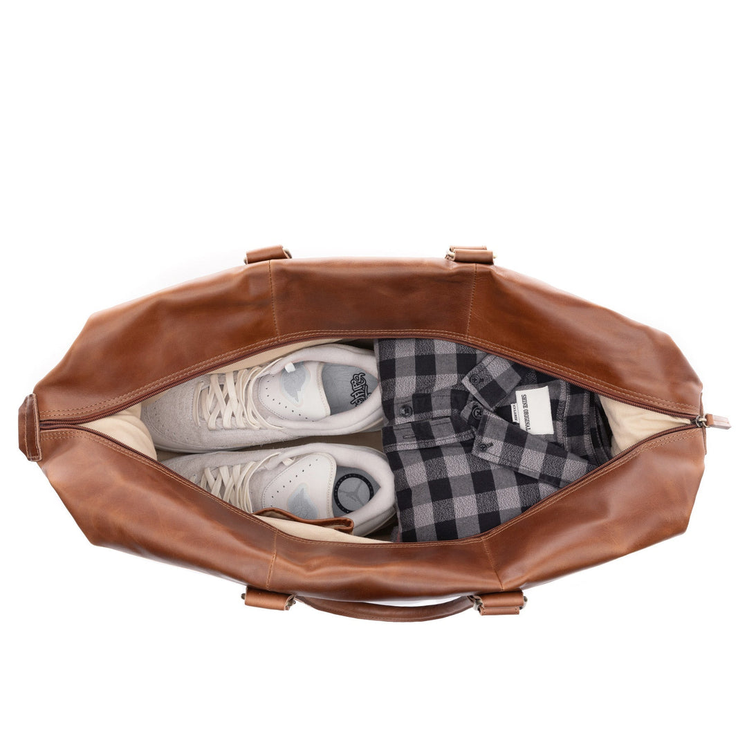 Large Travel Bag Leather Brown JEREMY Weekender