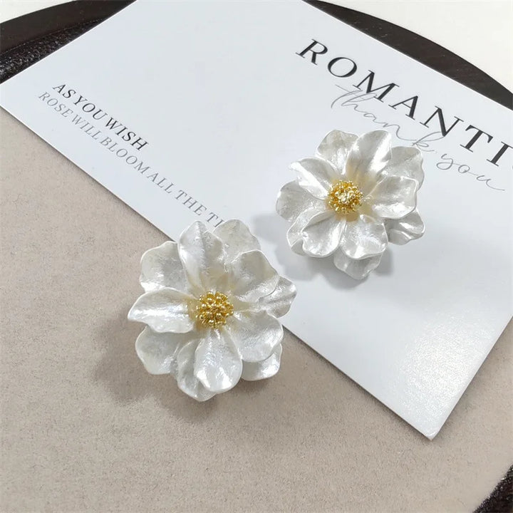 Sienna | Chic White Acrylic Earrings with Button