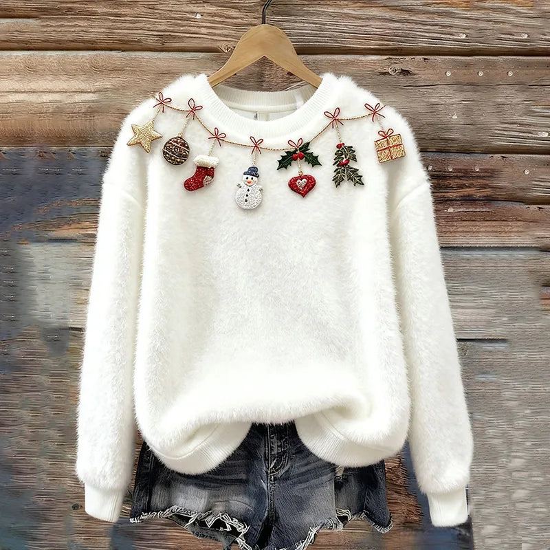Cosy Winter Jumper – White Festive Wreath — Jarah Melbourne
