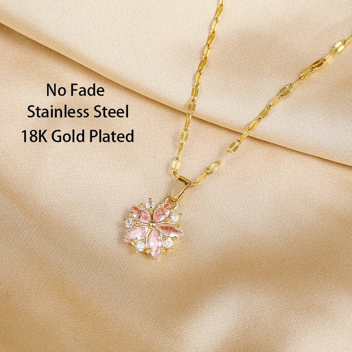 Celeste | Sakura Rose Romantic Stainless Steel Necklace