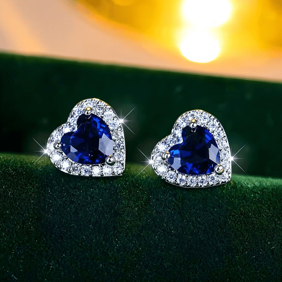 Juniper | Sapphire Heart Stud Earrings