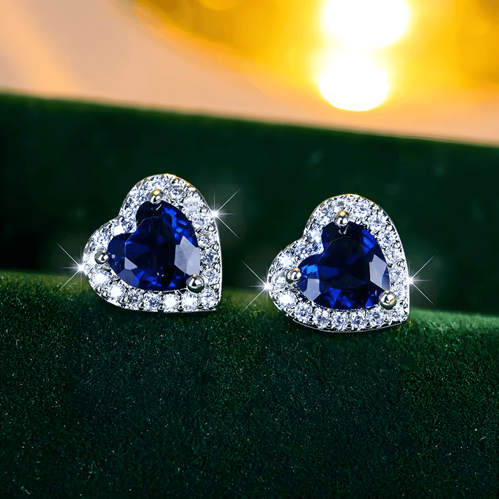 Juniper | Sapphire Heart Stud Earrings