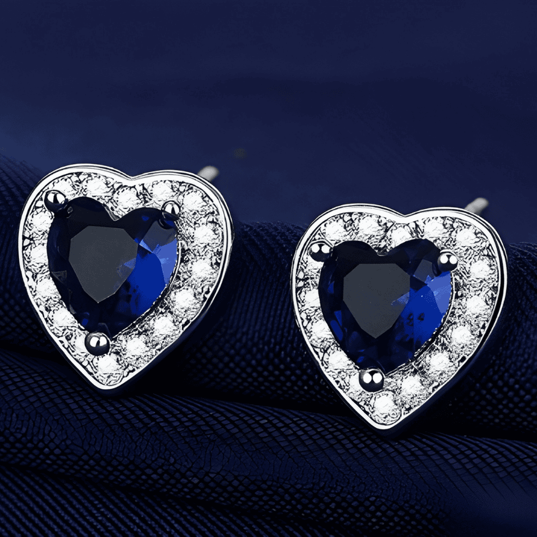 Juniper | Sapphire Heart Stud Earrings