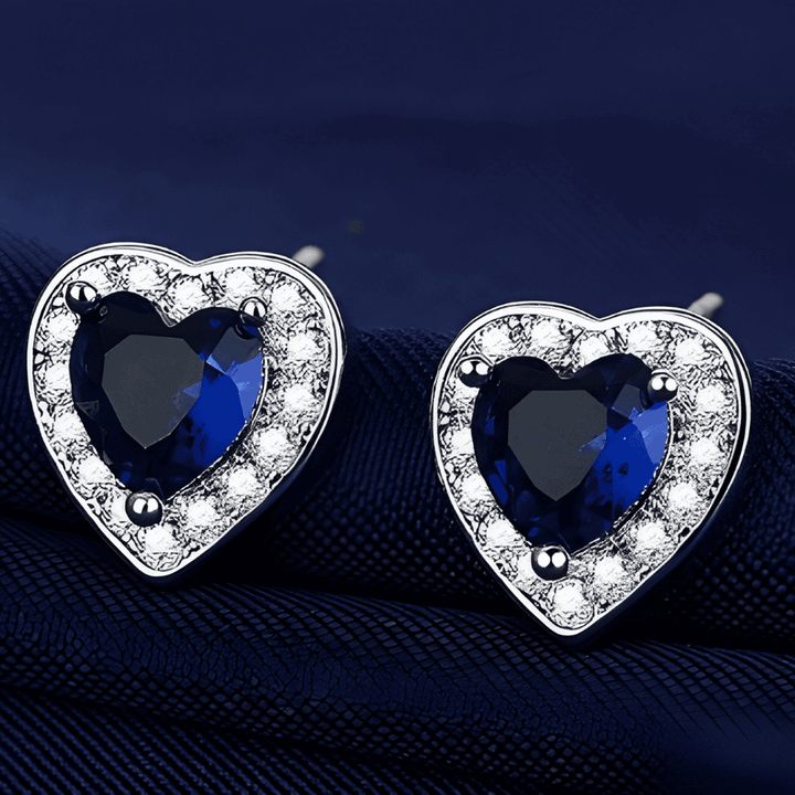 Juniper | Sapphire Heart Stud Earrings
