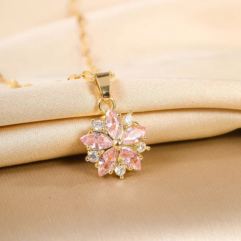 Celeste | Sakura Rose Romantic Stainless Steel Necklace