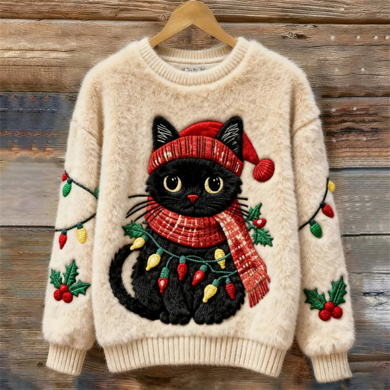 Cosy Winter Jumper – Festive Black Cat — Jarah Melbourne