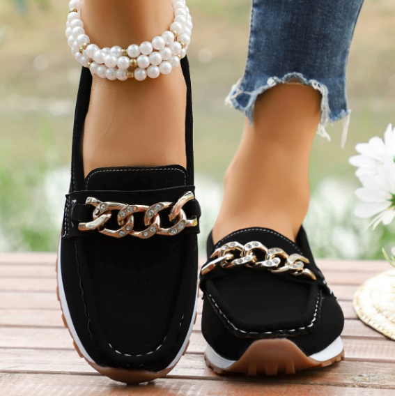 Elle | Orthopedic Loafers with Diamond Buckle