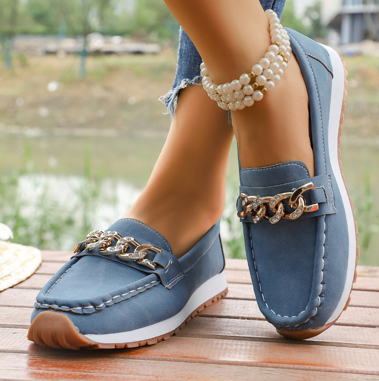 Elle | Orthopedic Loafers with Diamond Buckle