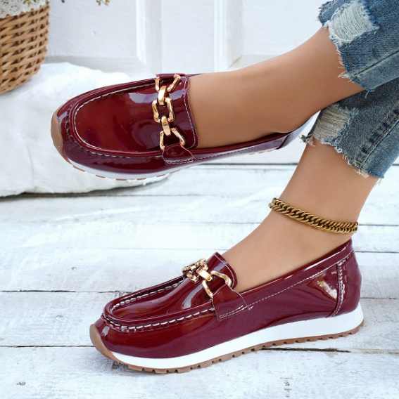 Eleanor | Shiny Bordeaux Slippers