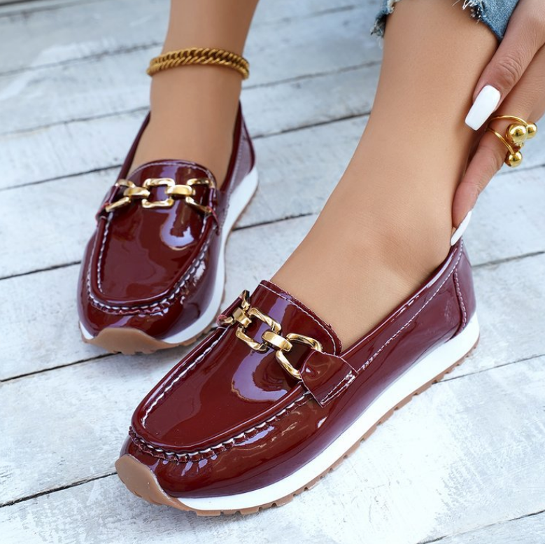 Eleanor | Shiny Bordeaux Slippers