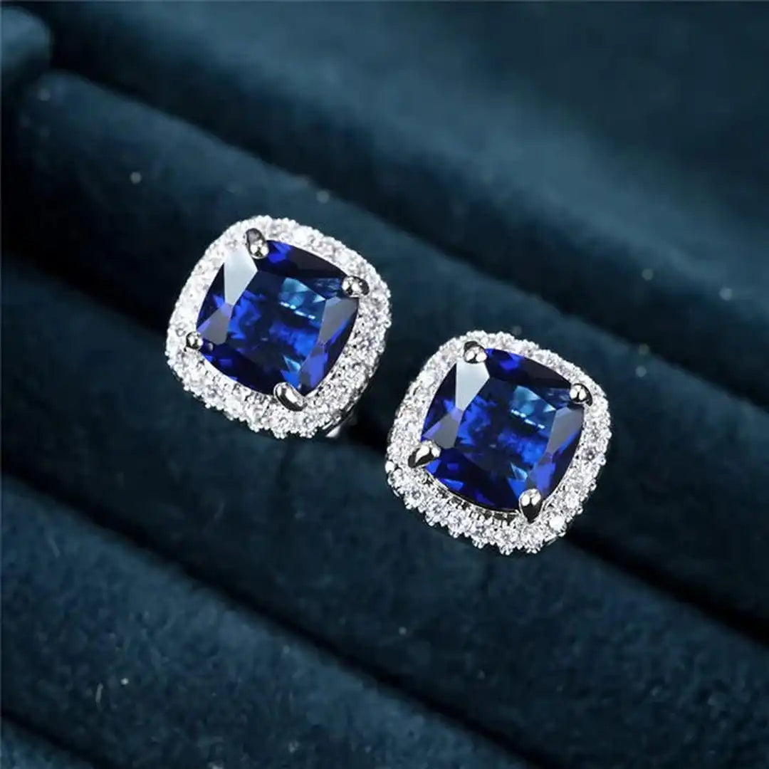 Bella | Sapphire Square Stud Earrings