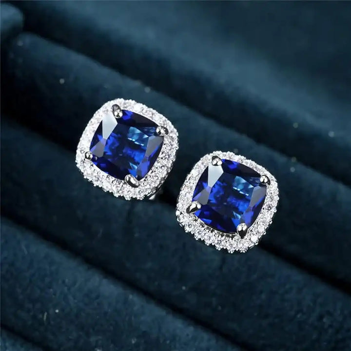 Bella | Sapphire Square Stud Earrings