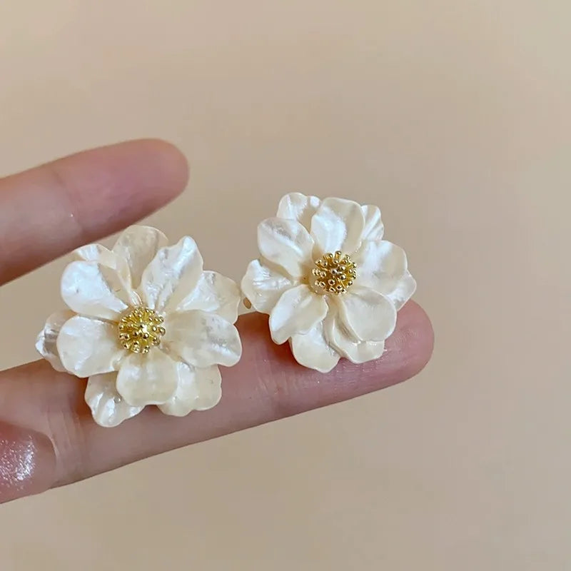 Sienna | Chic White Acrylic Earrings with Button