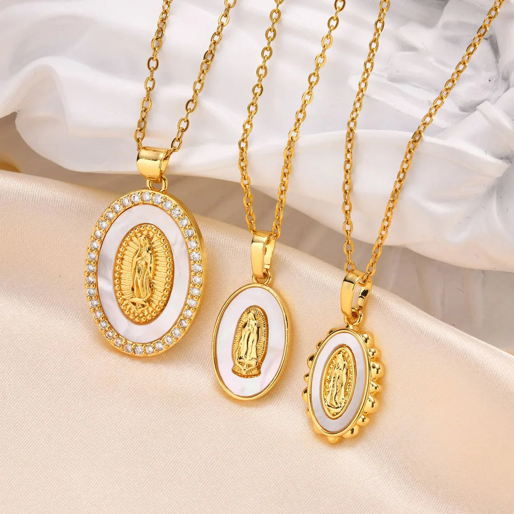 Sienna | Gold Oval Virgin Pendant Necklace