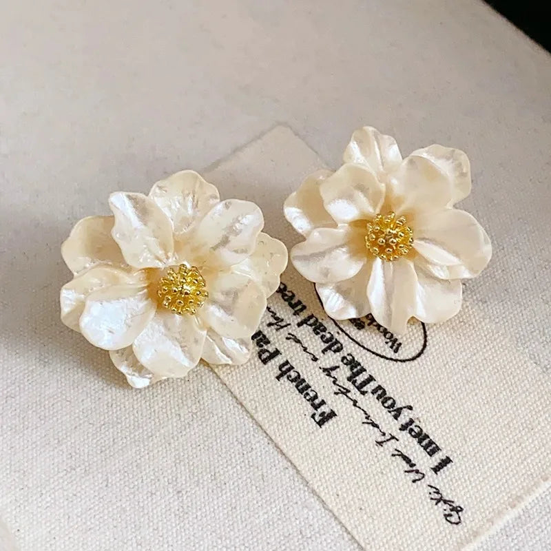 Sienna | Chic White Acrylic Earrings with Button