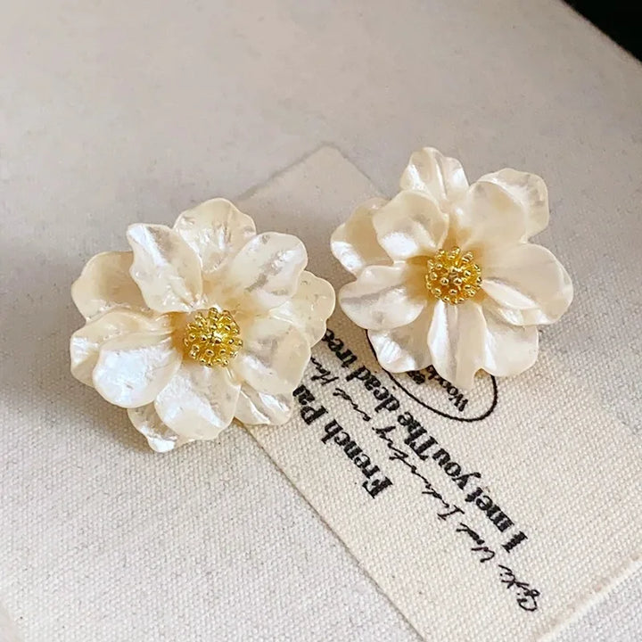 Sienna | Chic White Acrylic Earrings with Button