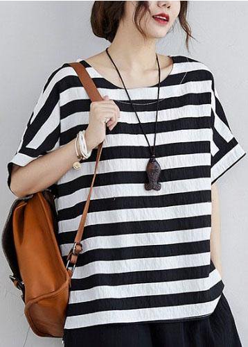 Black White Striped Side-Open Two-Piece