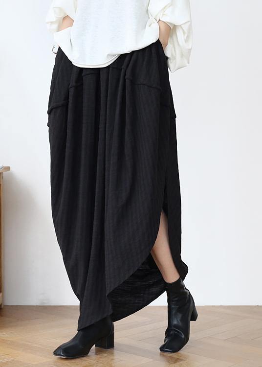 Black Asymmetrical Linen Skirt